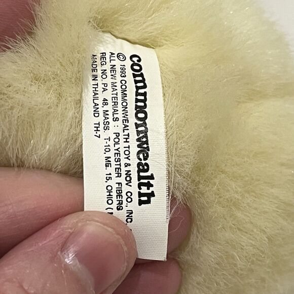 Vintage Commonwealth Pale Yellow Duck Plush 11" Stuffed Animal Easter Floral Bow - Picture 9 of 10